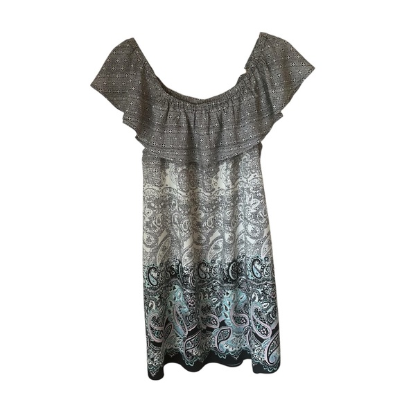 Express Tank Top Womens M Ruffled Collar Tunic Off Shoulder Paisley Sleeveless - Picture 3 of 6